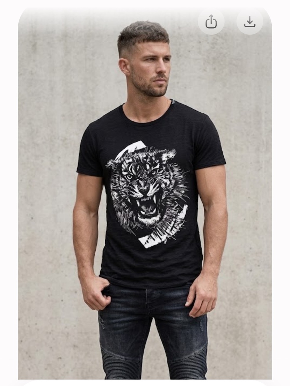 Balmain Tiger Printed Black Cotton T-Shirt Sz S